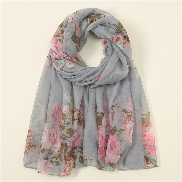 Bali gauze new womens scarf printed flower long scarf Baotou scarf thin gauze scarf silk scarf