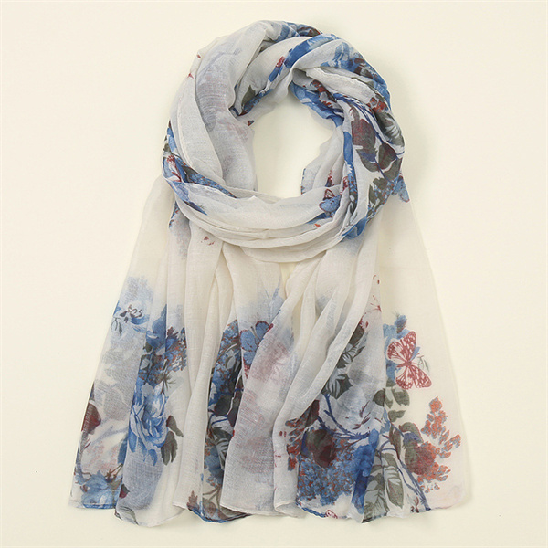Bali gauze new womens scarf printed flower long scarf Baotou scarf thin gauze scarf silk scarf