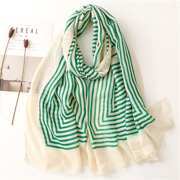 Fashion cotton linen Satin Silk Scarf horizontal stripe large shawl beach towel female