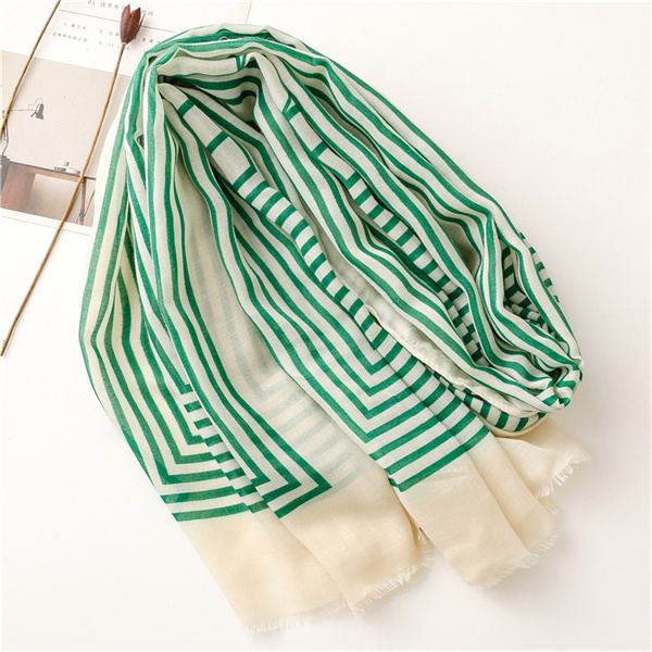 Fashion cotton linen Satin Silk Scarf horizontal stripe large shawl beach towel female