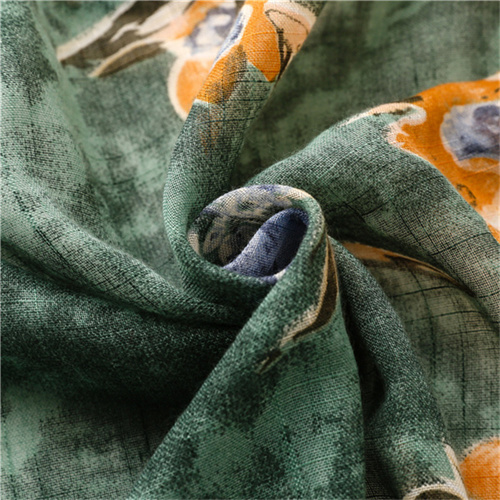 Thin temperament dark green flower slub yarn cotton linen silk scarf tassel fashion silk scarf