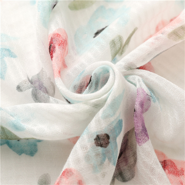 Soft cotton linen handle scarf light flower tassel shawl silk scarf female
