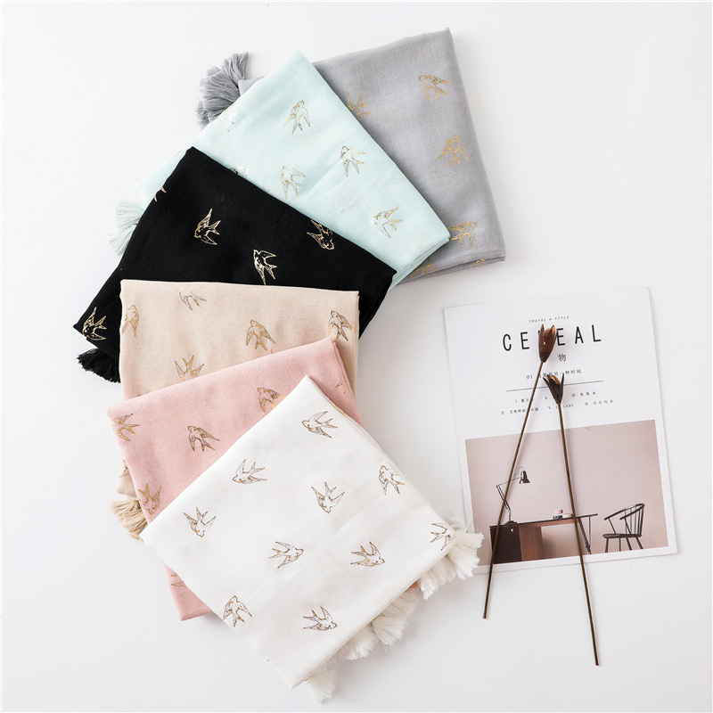 Cotton linen Bali gauze thin pure color versatile scarf silk scarf wholesale