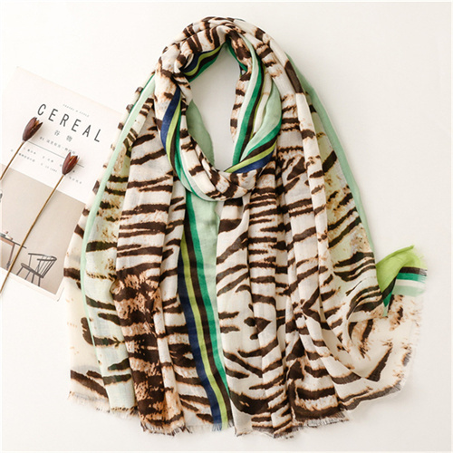 Fashion cotton linen Satin Silk Scarf zebra pattern woolen scarf wholesale