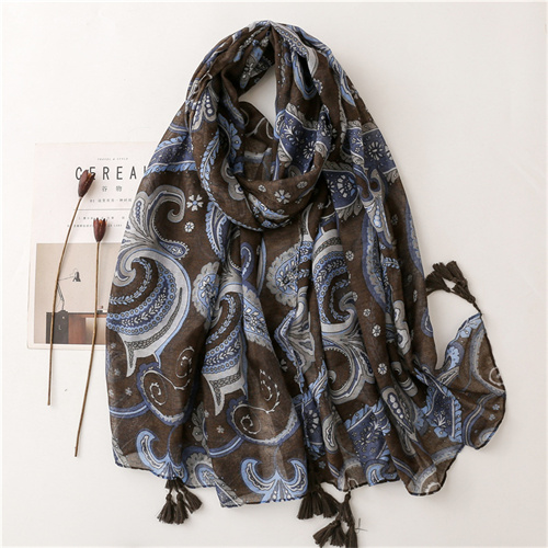 Cotton linen scarf dark cashew flower sunscreen shawl silk scarf female