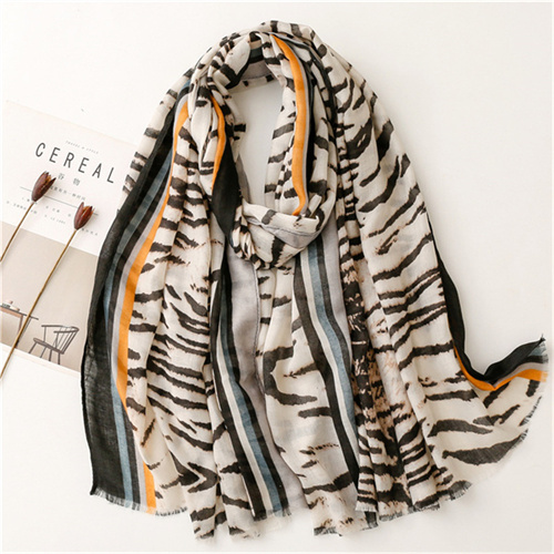 Fashion cotton linen Satin Silk Scarf zebra pattern woolen scarf wholesale