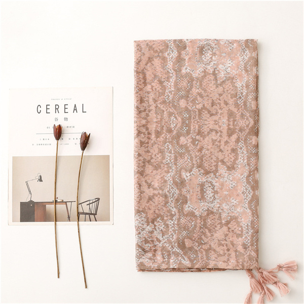 Summer cotton linen scarf snake skin leopard print tassel beach towel shawl