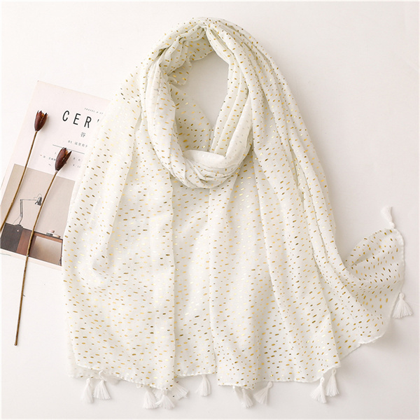 Cotton linen scarf female bronzing dot solid tassel thin shawl shawl