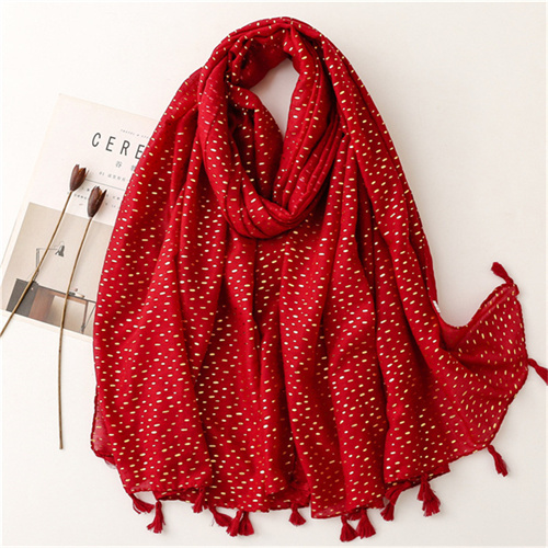 Cotton linen scarf female bronzing dot solid tassel thin shawl shawl