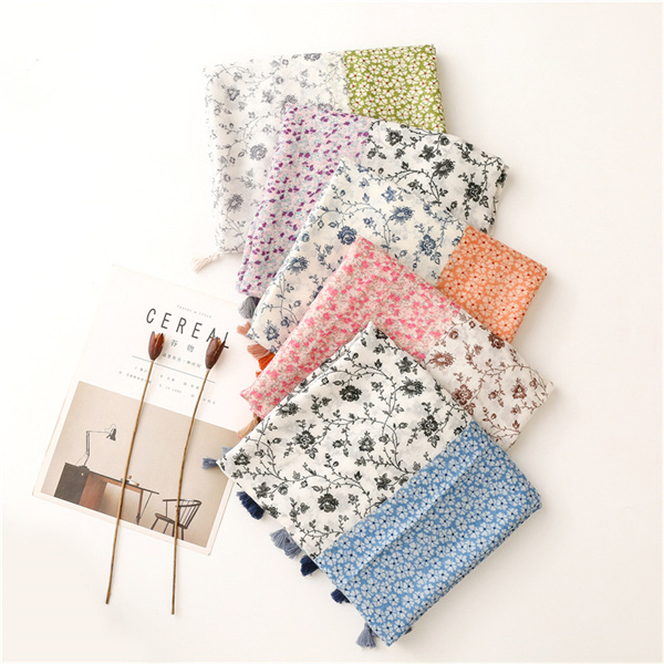 New bright color floret color matching cotton linen shawl silk scarf sunscreen beach towel woman