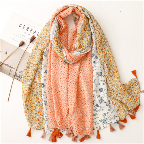 New bright color floret color matching cotton linen shawl silk scarf sunscreen beach towel woman