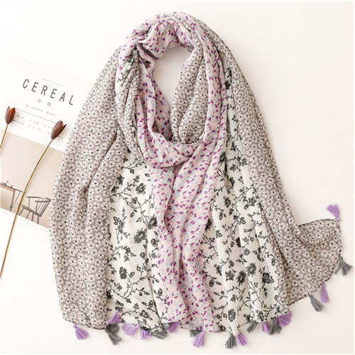 New bright color floret color matching cotton linen shawl silk scarf sunscreen beach towel woman