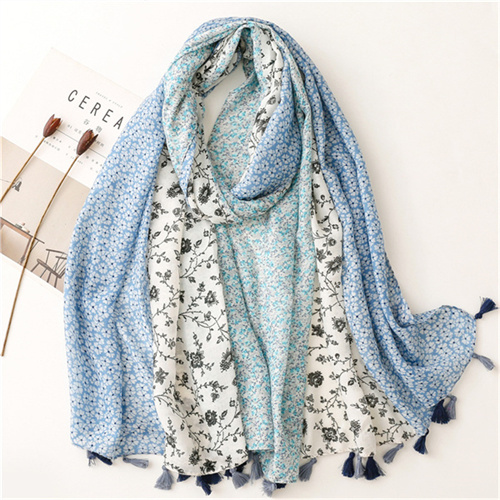 New bright color floret color matching cotton linen shawl silk scarf sunscreen beach towel woman