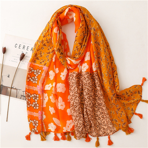 New art color matching beach towel printing cotton linen silk scarf tassel scarf wholesale