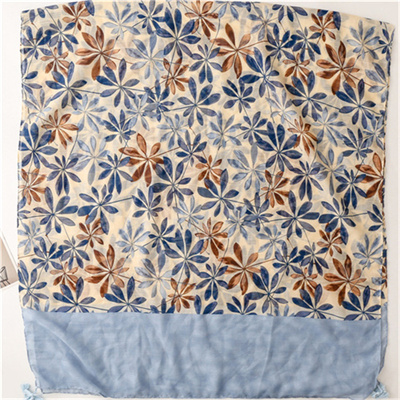2022 new plant flower printed cotton and linen scarves tassel large scarves wholesale