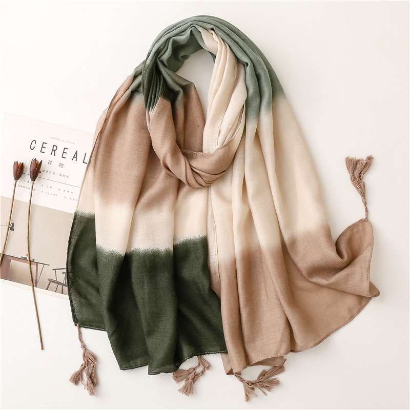 Versatile yellow gradient long shawl dual purpose scarf wholesale