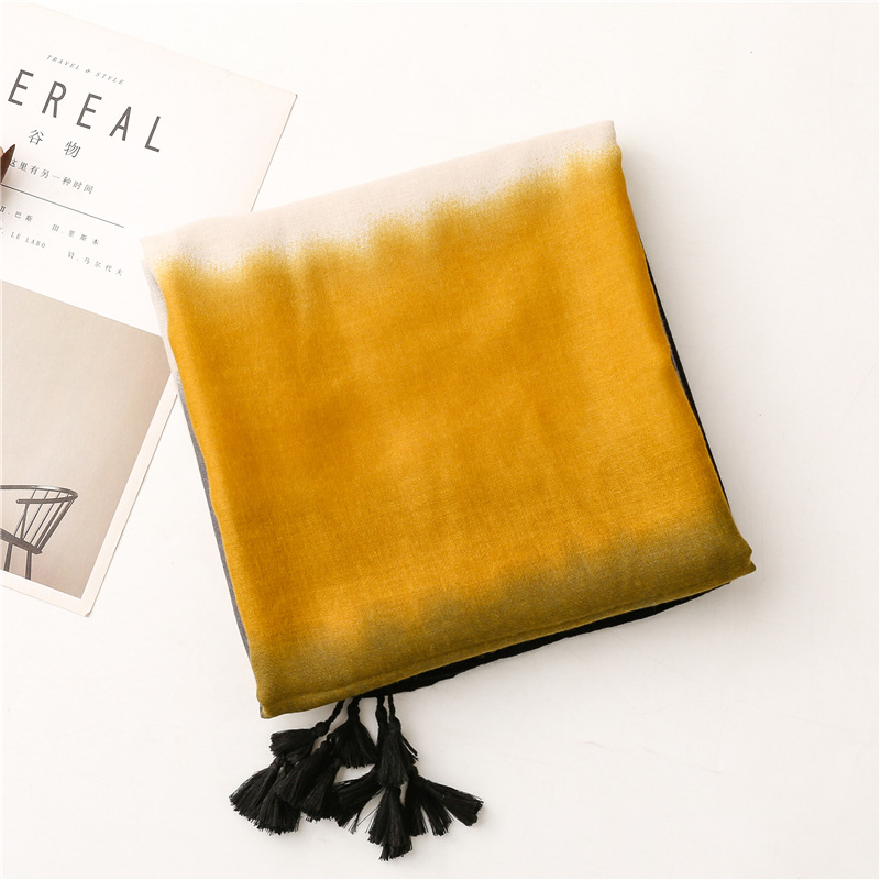 Versatile yellow gradient long shawl dual purpose scarf wholesale
