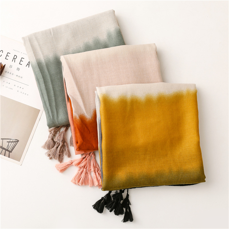 Versatile yellow gradient long shawl dual purpose scarf wholesale