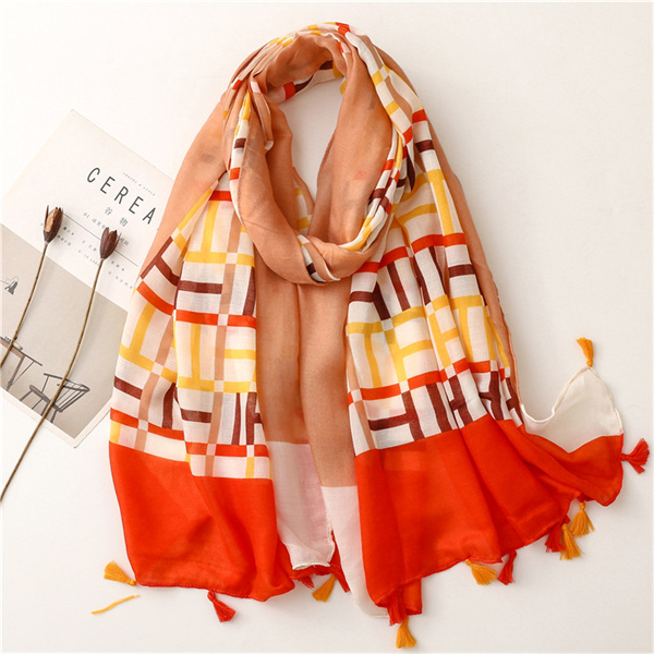 Fashion cotton linen 60 thread Satin scarves geometric letters scarves wholesale