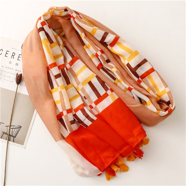 Fashion cotton linen 60 thread Satin scarves geometric letters scarves wholesale