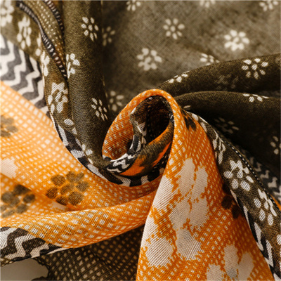 Retro ethnic cotton and hemp scarves womens four leaf floret fringed thin scarves wholesale