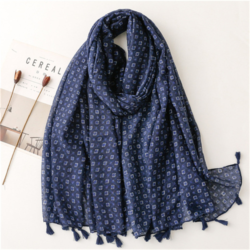 Tibetan blue retro ethnic cotton linen scarf thin shawl sunscreen shawl woman