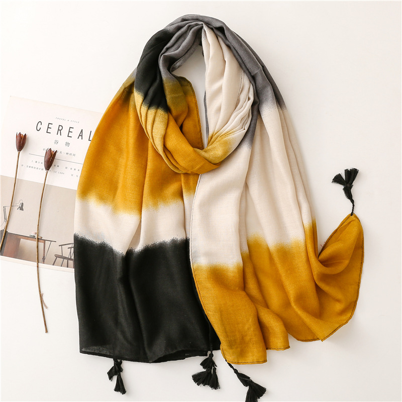 Versatile yellow gradient long shawl dual purpose scarf wholesale
