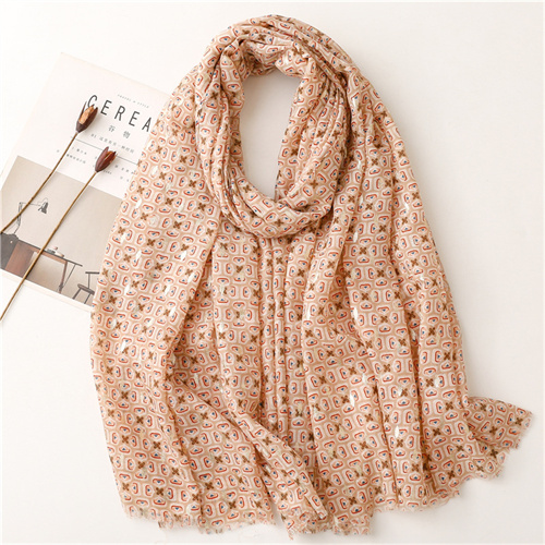 Plain geometric printing bronzing scarves cotton linen simple versatile scarves wholesale