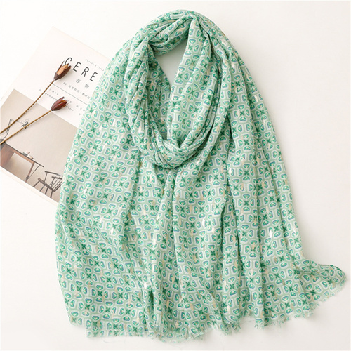 Plain geometric printing bronzing scarves cotton linen simple versatile scarves wholesale