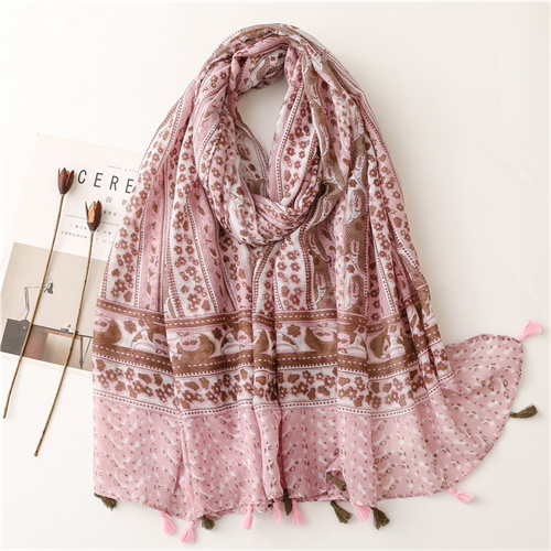 Retro style cotton linen scarf tassel thin shawl sunscreen shawl woman