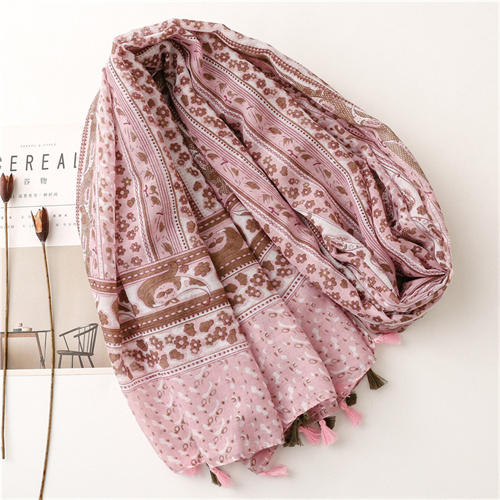 Retro style cotton linen scarf tassel thin shawl sunscreen shawl woman