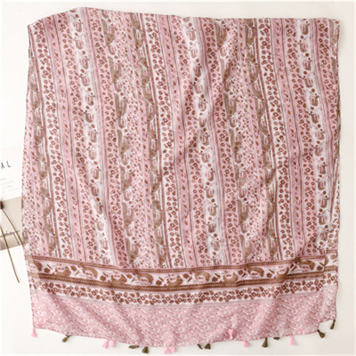 Retro style cotton linen scarf tassel thin shawl sunscreen shawl woman