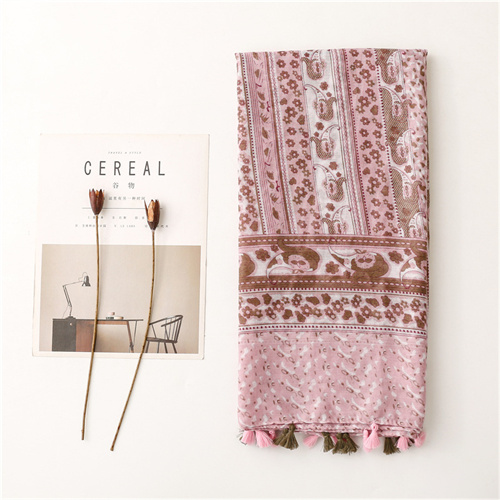 Retro style cotton linen scarf tassel thin shawl sunscreen shawl woman