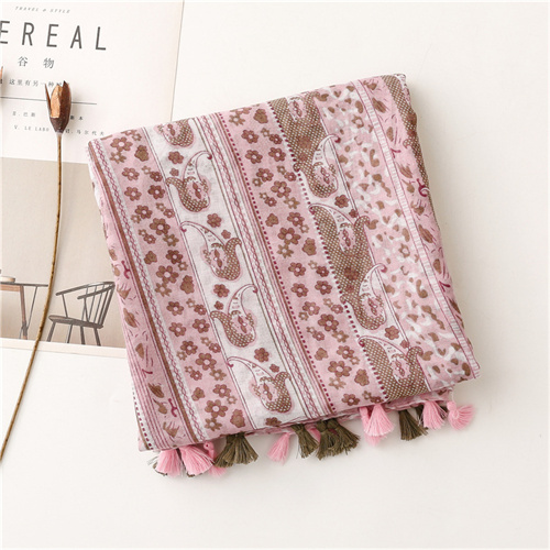 Retro style cotton linen scarf tassel thin shawl sunscreen shawl woman