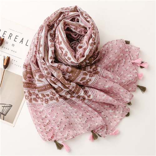 Retro style cotton linen scarf tassel thin shawl sunscreen shawl woman