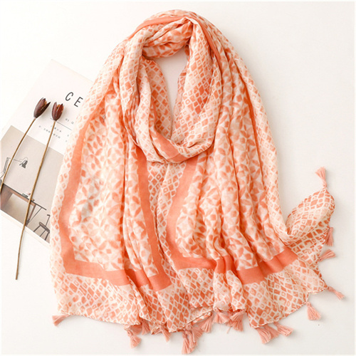 Cotton linen Satin scarves geometric four leaf flower scarves sunscreen scarves wholesale