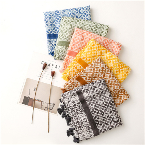 Cotton linen Satin scarves geometric four leaf flower scarves sunscreen scarves wholesale
