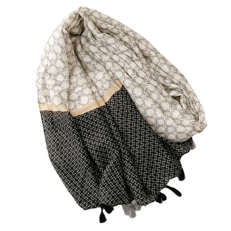 Fashion cotton linen Satin scarves geometric scarves tourism sunscreen beach towels wholesale