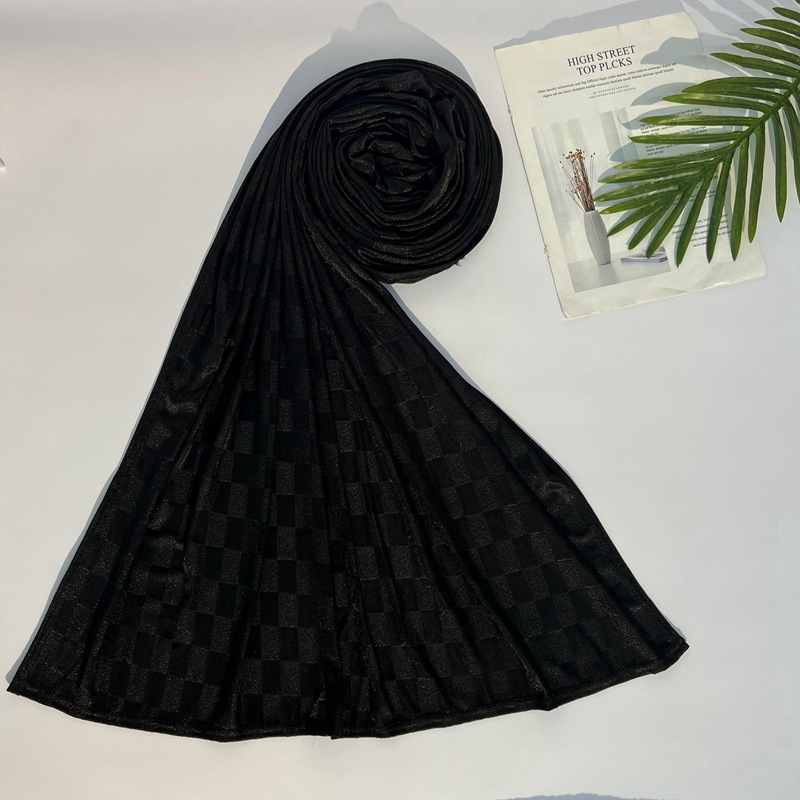 2022 new jacquard small square elastic breathable womens long towel hot selling shawl scarf wholesale