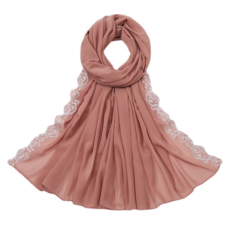 Summer pearl Chiffon fashion lace scarf womens solid scarf wholesale