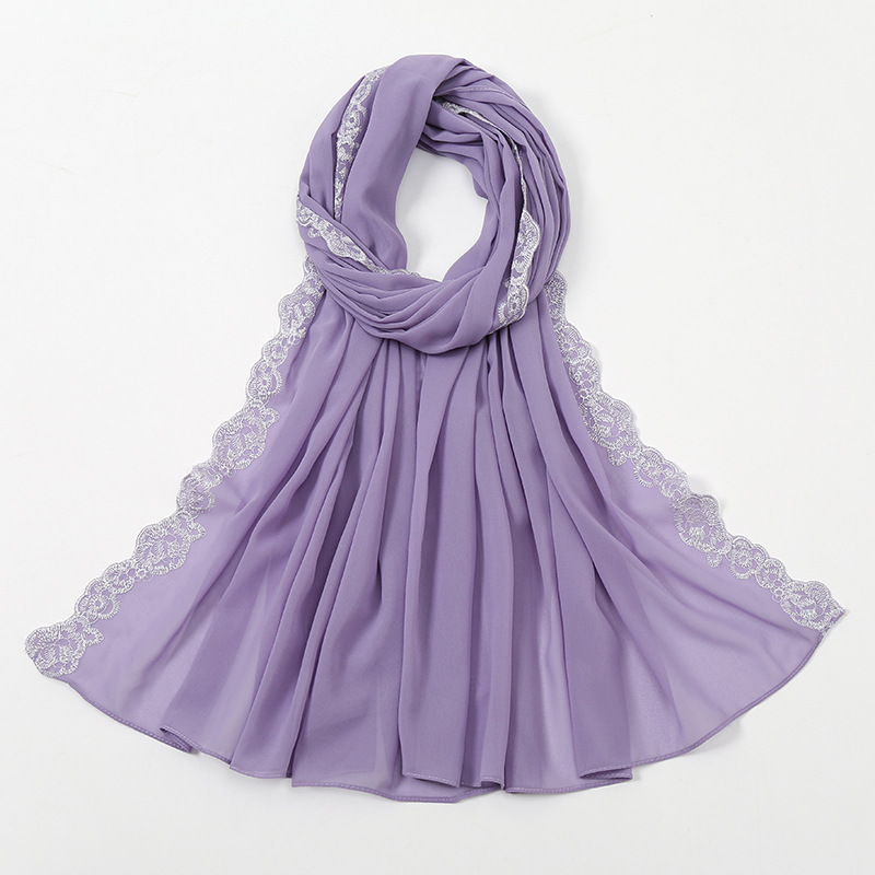 Summer pearl Chiffon fashion lace scarf womens solid scarf wholesale