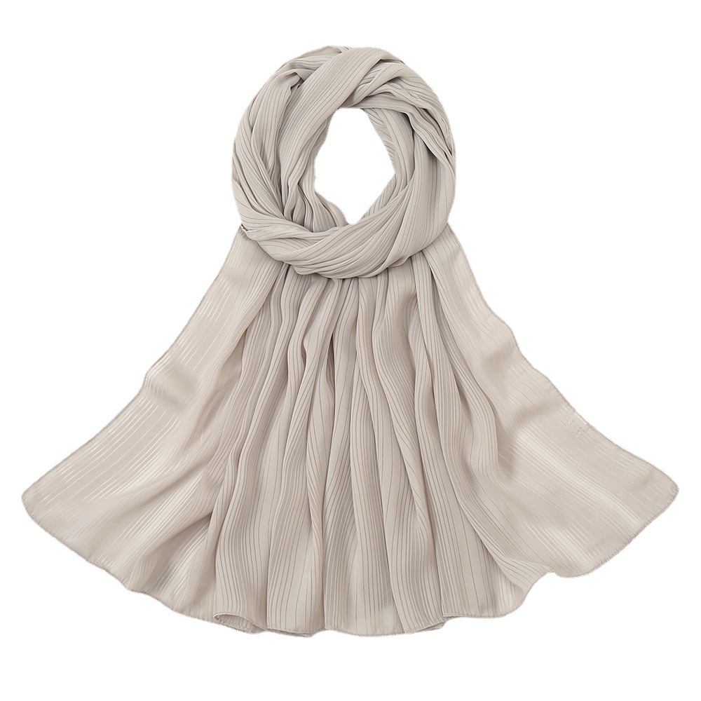New pure color simple striped Satin Chiffon headdress for women