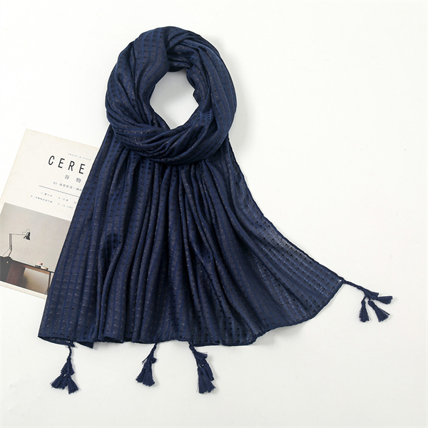 Solid color cotton linen tassel scarf fashion small lattice hot selling shawl headdress spot wholesale