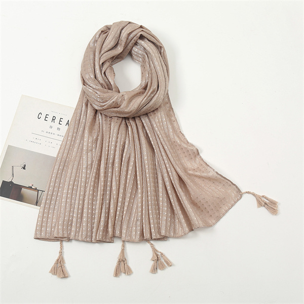 Solid color cotton linen tassel scarf fashion small lattice hot selling shawl headdress spot wholesale