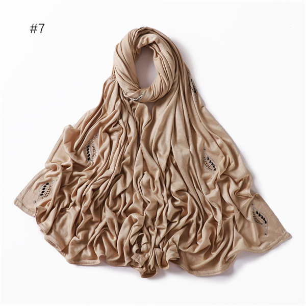 Hot selling elastic mercerized cotton leaf diamond scarf wholesale
