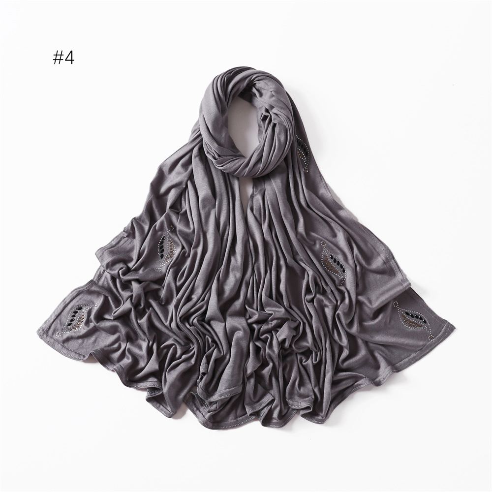 Hot selling elastic mercerized cotton leaf diamond scarf wholesale
