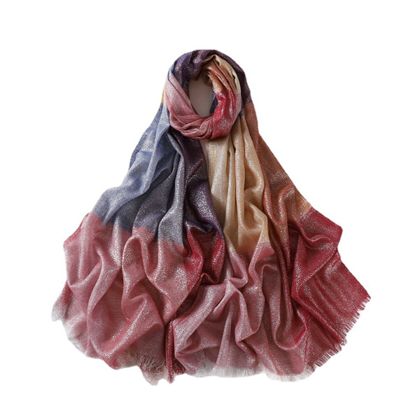 Wholesale of new summer yarn dyed cotton silver Plaid shawls and scarves