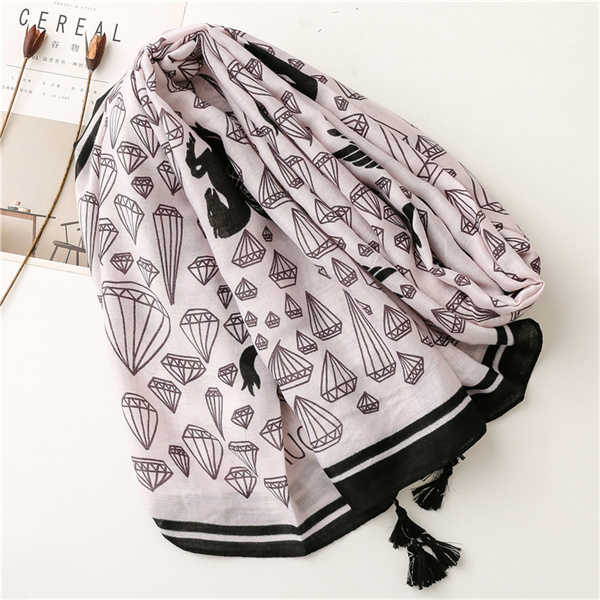 Versatile soft cotton linen scarf tassel shawl travel sunscreen beach towel