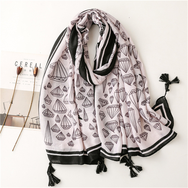 Versatile soft cotton linen scarf tassel shawl travel sunscreen beach towel