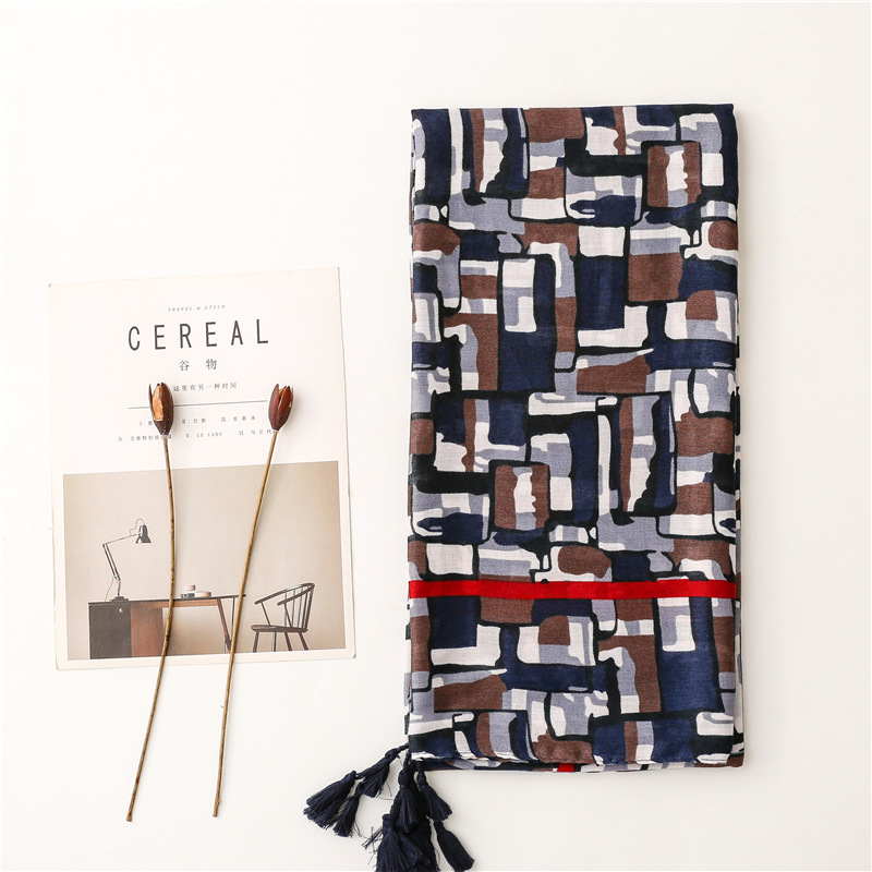 Cotton linen scarf long tassel silk scarf tourism sunscreen beach towel